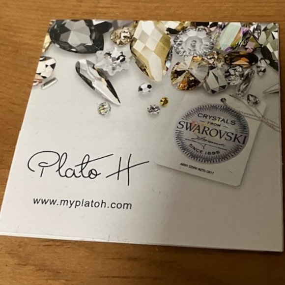 Plato H Women's Silver/Blue Swarovski Crystal Double Heart Earrings OS NIB - Picture 3 of 7